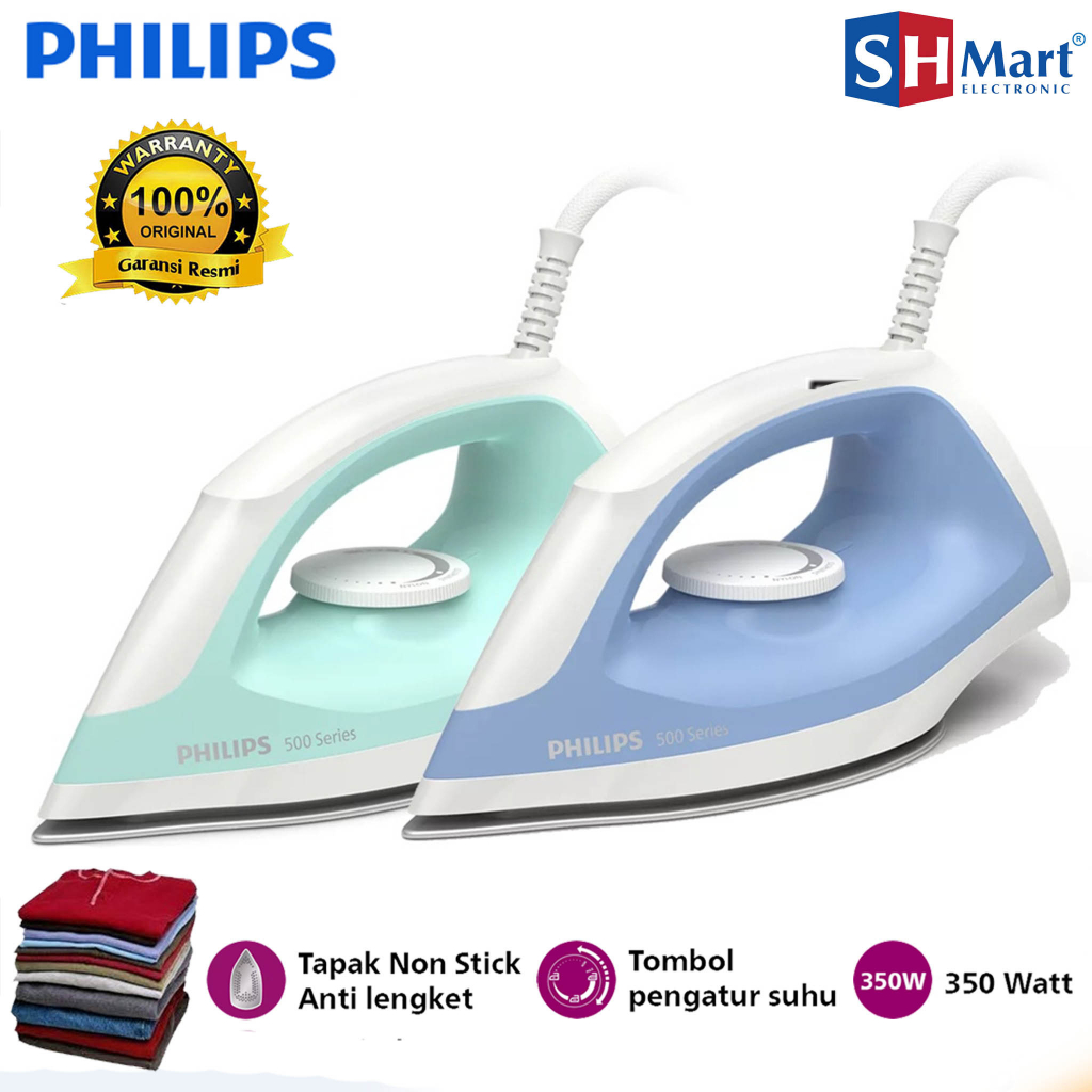 SETRIKA PHILIPS DST0510 DRY IRON HIJAU GARANSI RESMI