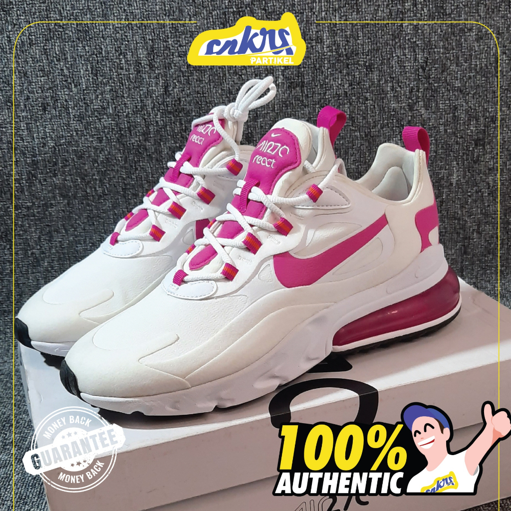 Sepatu Sneakers Nike Air Max 270 React White Fire Pink ORIGINAL