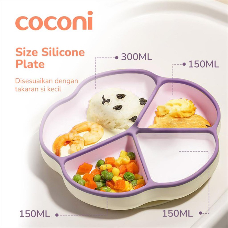 Coconi Baby Clover Silicone Plate with Strong Suction Piring Silikon Bayi