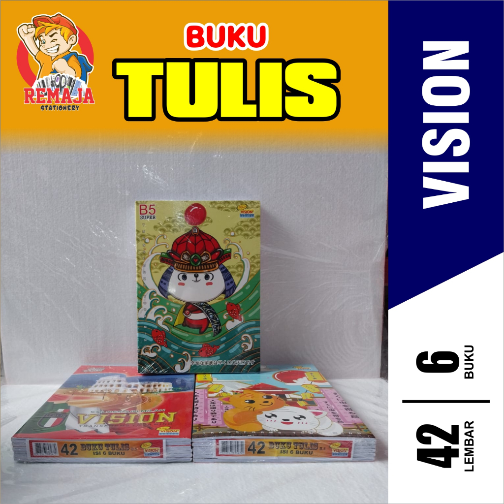 

Buku Tulis VISION BOXY isi 42lembar per pack isi 6 BUKU