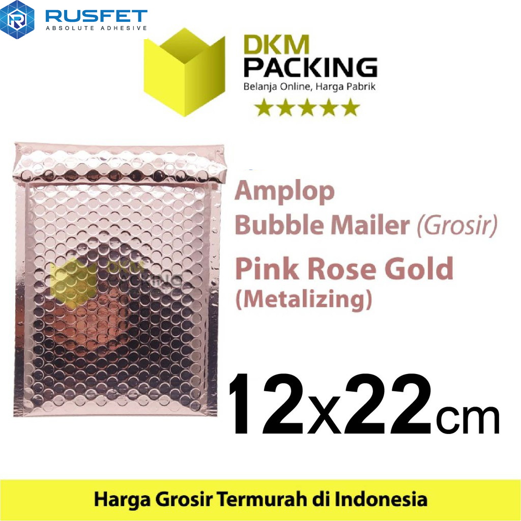 

AMPLOP BUBBLE MAILER PINK ROSE GOLD 12X18cm BUBBLE WRAP ENVELOPE RUSFET PREMIUM