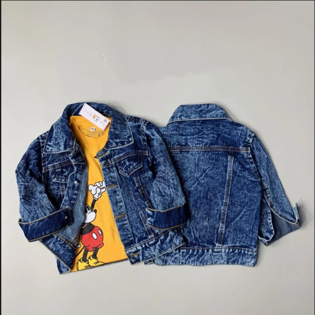 JAKET JEANS ANAK UNISEX 1-12 TAHUN - OUTWEAR - KEKINIAN - TRENDI - VIRAL - TERBARU