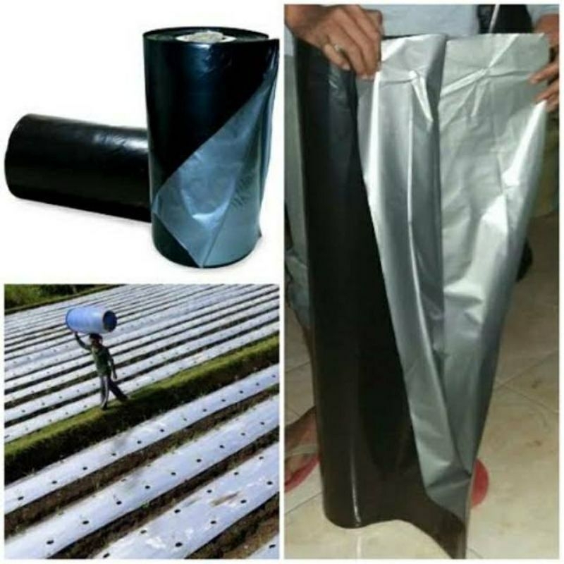 Plastik Mulsa Plastik Pertanian hitam perak 1 Roll = 5 kg