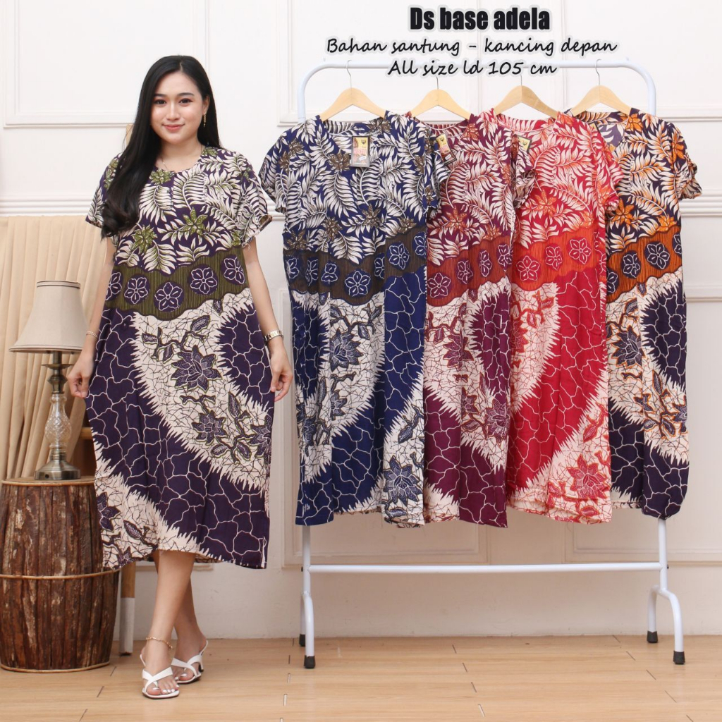 Daster Kencana Ungu Batik - Daster Busui LD 105 - Atasan Wanita - Batik Motif Abstrak Kekinian