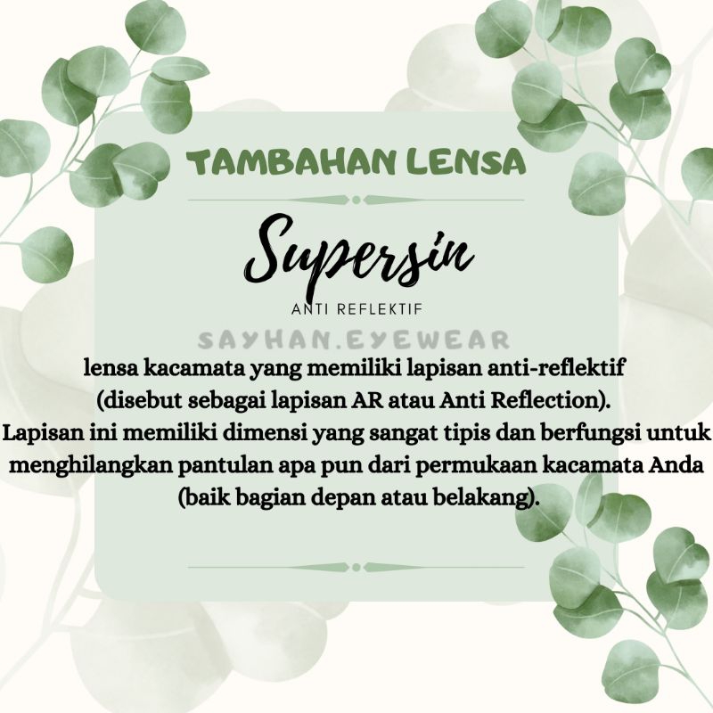 LENSA MINUS, PLUS & CYLINDER { SUPERSIN }