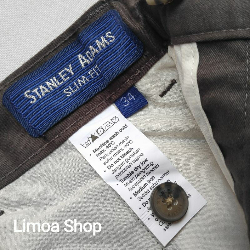 Celana Chino STANLEY ADAMS Slimfit Abu Gelap Bahan Stretch / Melar  SA 28