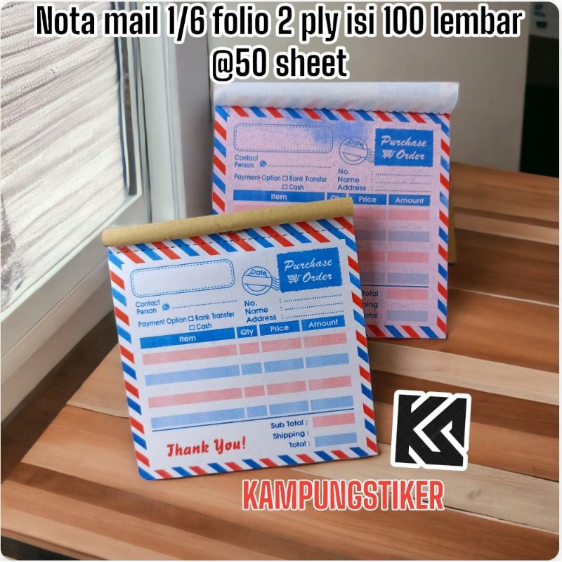 

Nota Mail 2 Ply 1/6 Folio - Siap Kirim