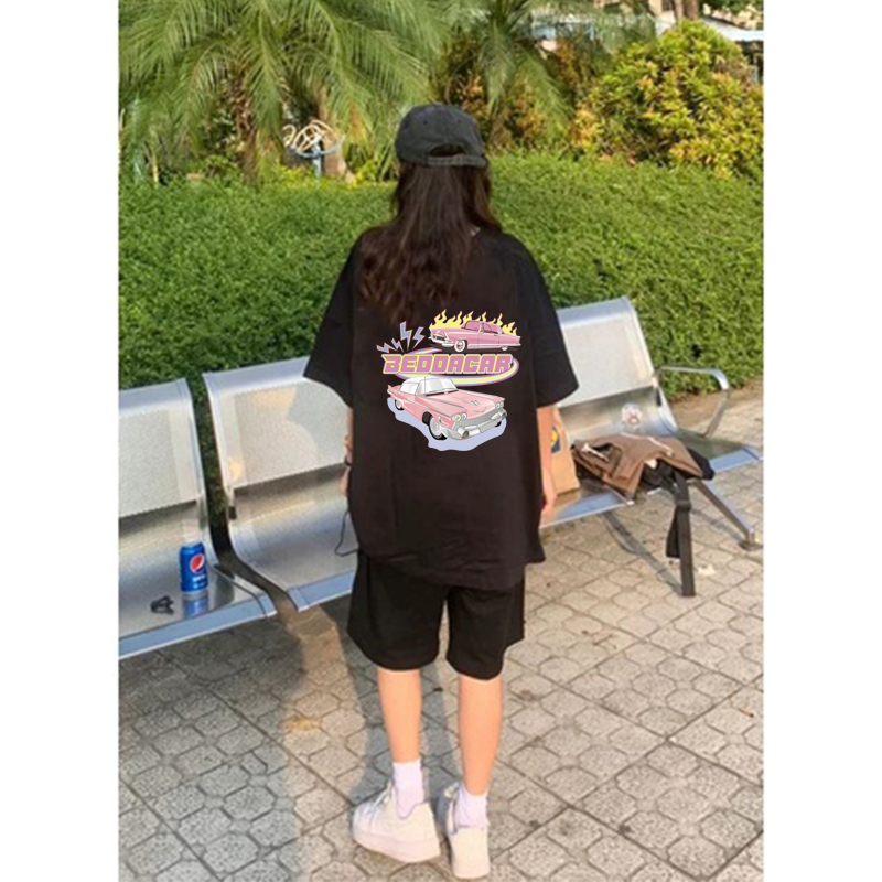 Kaos Atasan Wanita Lengan Pendek Oversize Coretan Printed T-shirt Baju Wanita Kekinian Korean Style