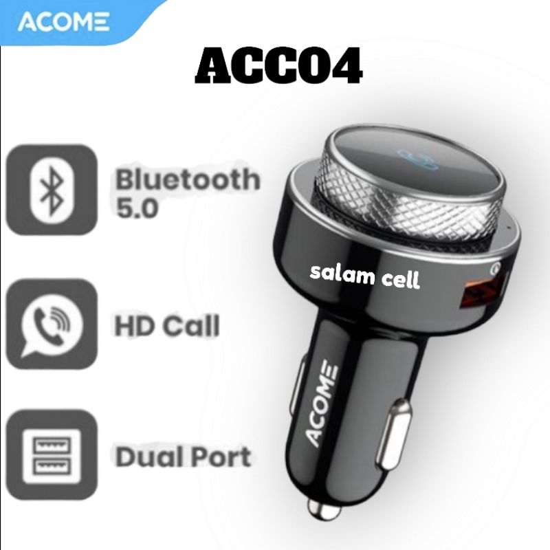 Acome ACC04 Car Charger Bluetooth 5.0 Dual Port Fast Charging 18W Garansi Resmi 1 tahun