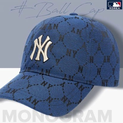 Topi NY Yankees MLB Korea Genuine Marchandise Biru Monogram premium Import