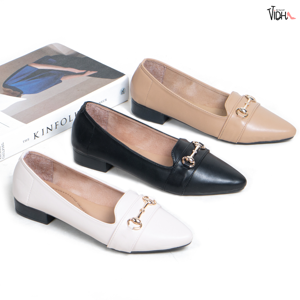 Sepatu Wanita Slip On 3cm Kerja Hak Tahu Heels Vidha DH14