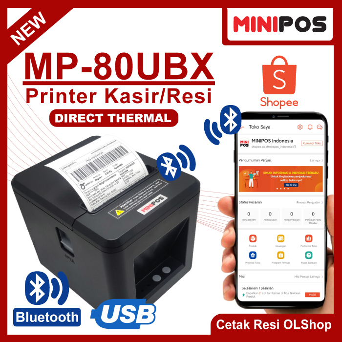 Printer Thermal 80mm Bluetooth MINIPOS MP-80UBX Auto Cutter Resi Struk