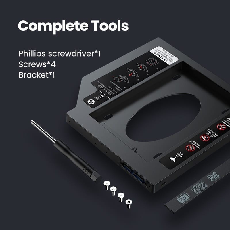 UGREEN SATA Hard Disk Drive HDD SSD Universal Caddy For 9.5mm Notebook Tray 70657