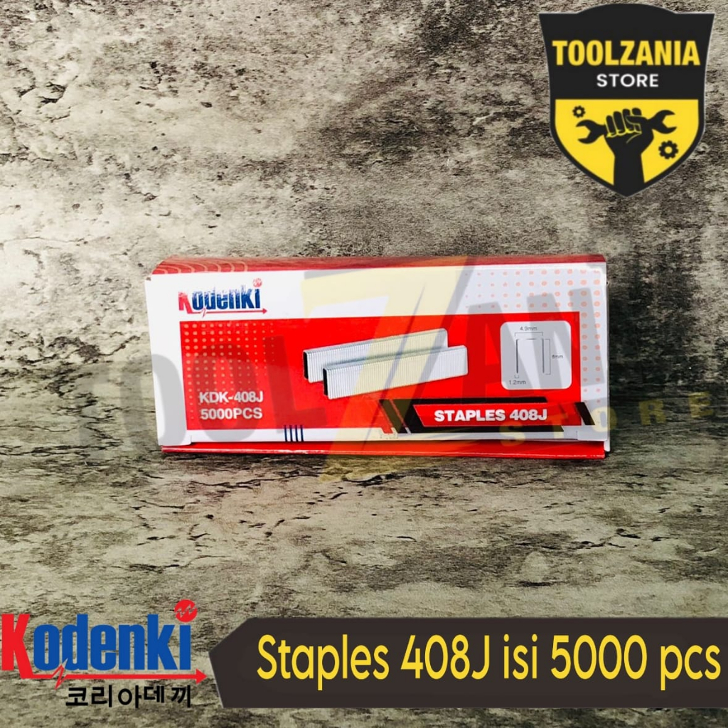 

Isi staples tembak angin 408J kodenki 5000 pcs isi stapler 408 J isi 5000pcs bisa untuk rotan mebel jok sofa dll