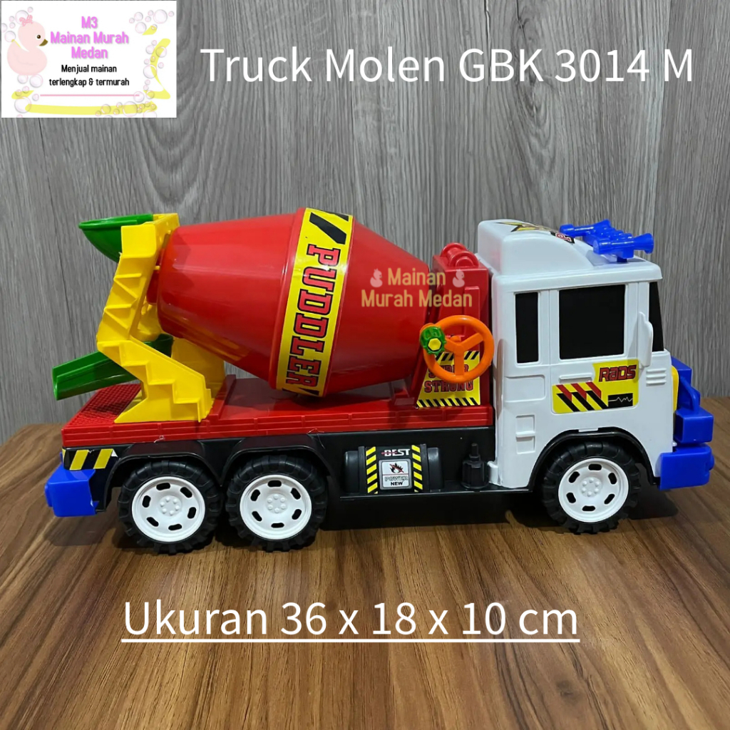 M3 - Mainan Anak Mobil Konstruksi Molen GBK 3014 M / Mixer Truck Friction