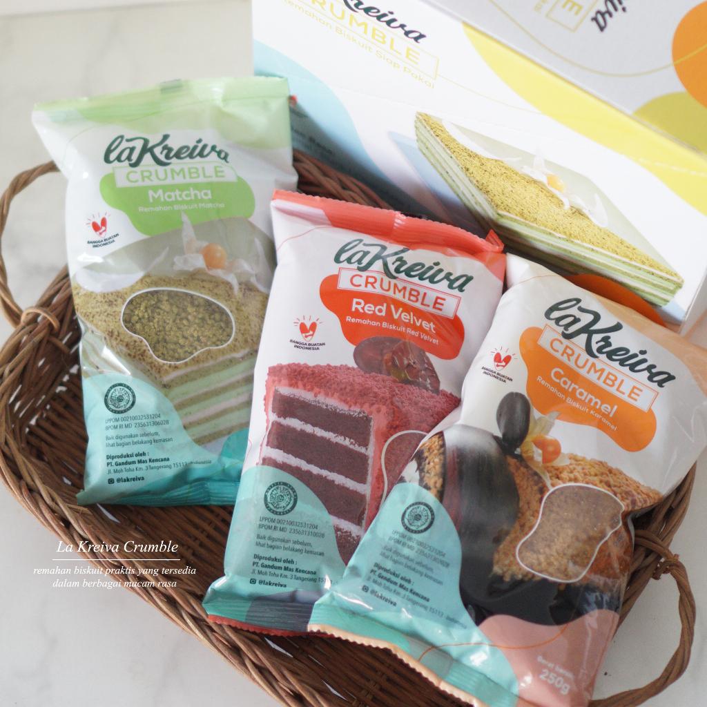 

La Kreiva Crumble Red Velvet, Matcha & Caramel 250gr