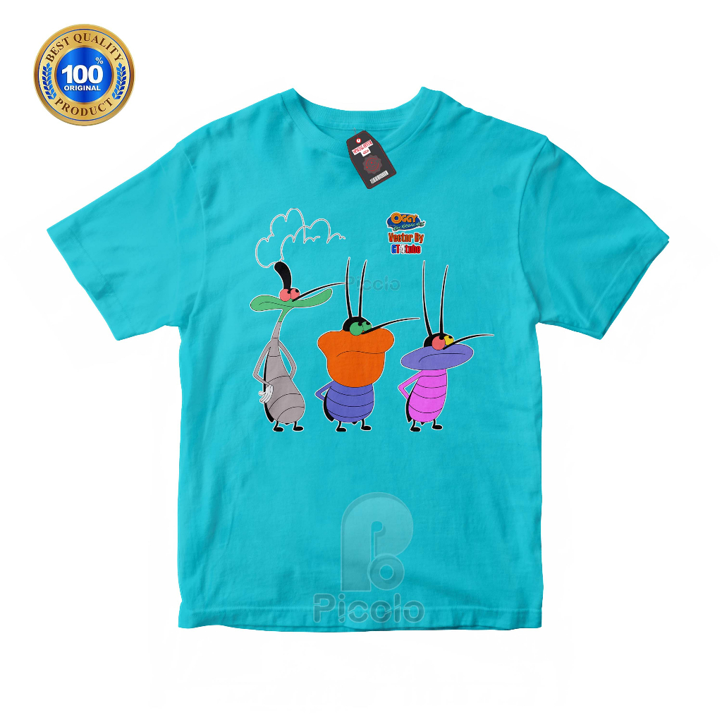 (FREE NAMA) BAJU KAOS ATASAN ANAK MOTIF KARTUN ANIMASI OGGY AND THE COCKROACHES UNISEX Bahan COTTUN