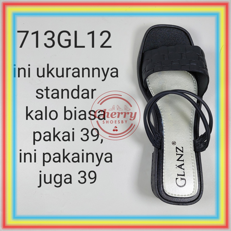 713GL12 Sandal Sepatu Wedges Wanita Glanzton Motif Buaya Sandal selop Jelly Karet Wonderly