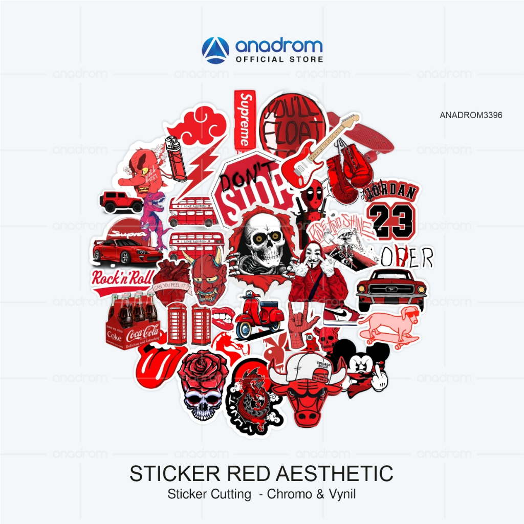 

Sticker Red Aesthetic | Sticker Laptop Aesthetic | Anadrom 3396