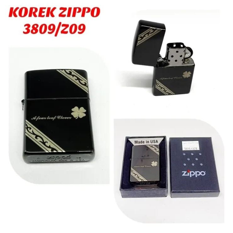 (FREE BOX) Korek Api Zippo Black Ice Batik Bunga Original Made In USA / Korek Api Unik / Korek Api M