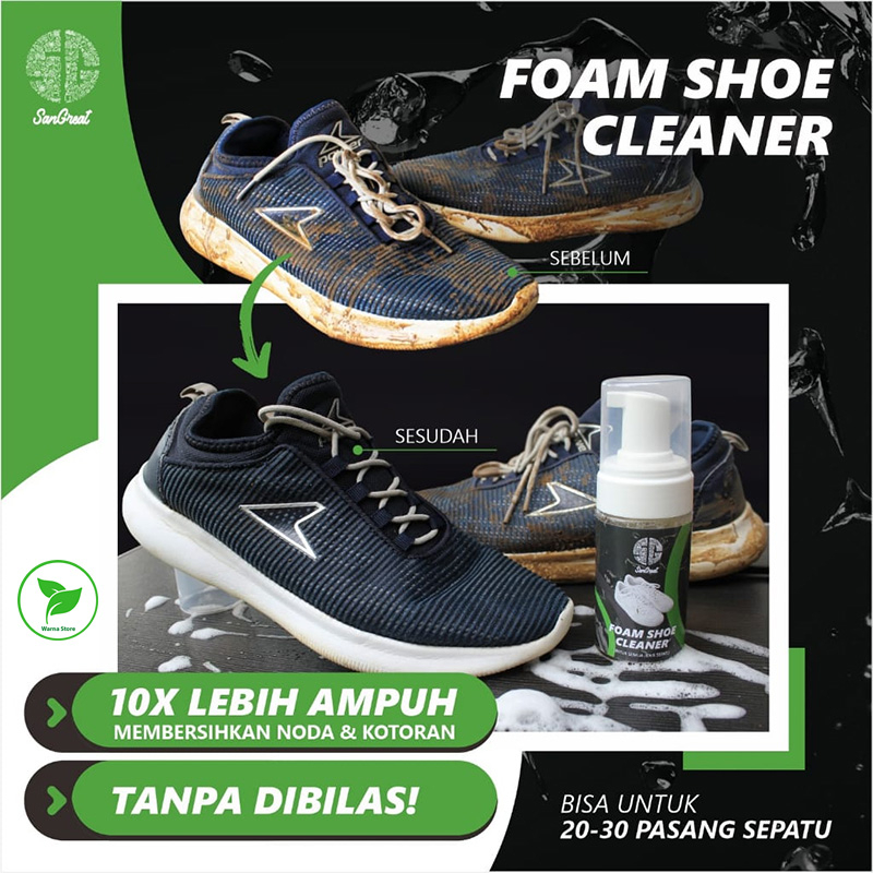 Foam shoe cleaner pembersih sepatu tanpa bilas dari SanGreat 100 ml