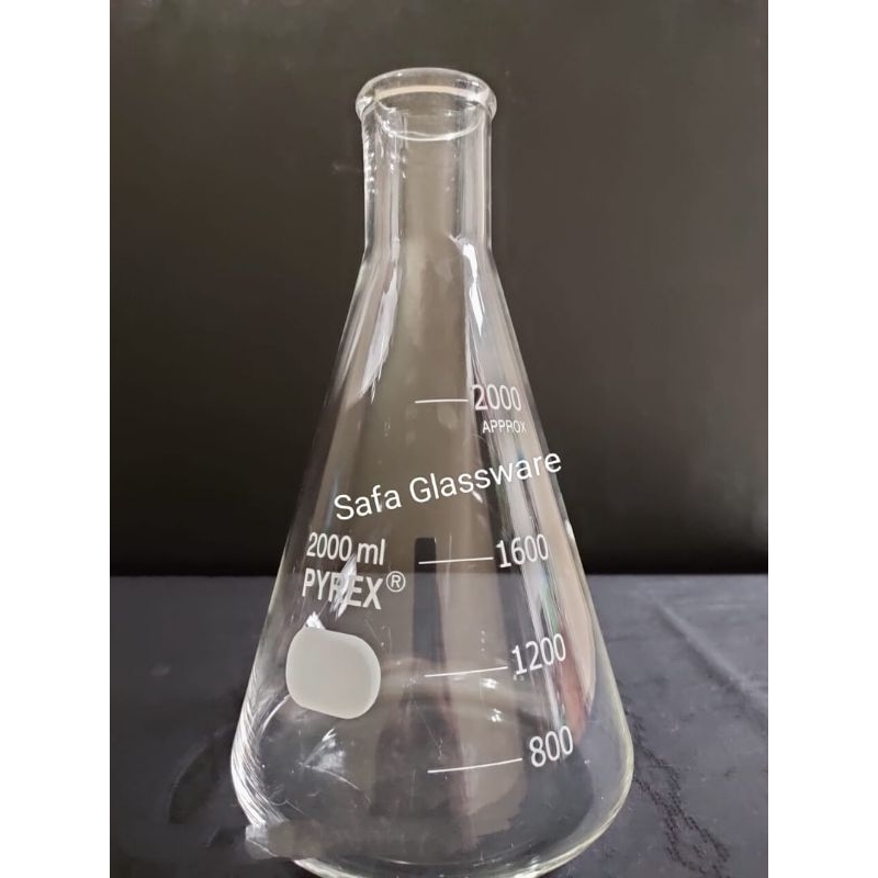 Erlenmeyer Flask 2000ml Pyrex / Labu Erlenmeyer 2000ml Pyrex / Gelas Erlenmeyer
