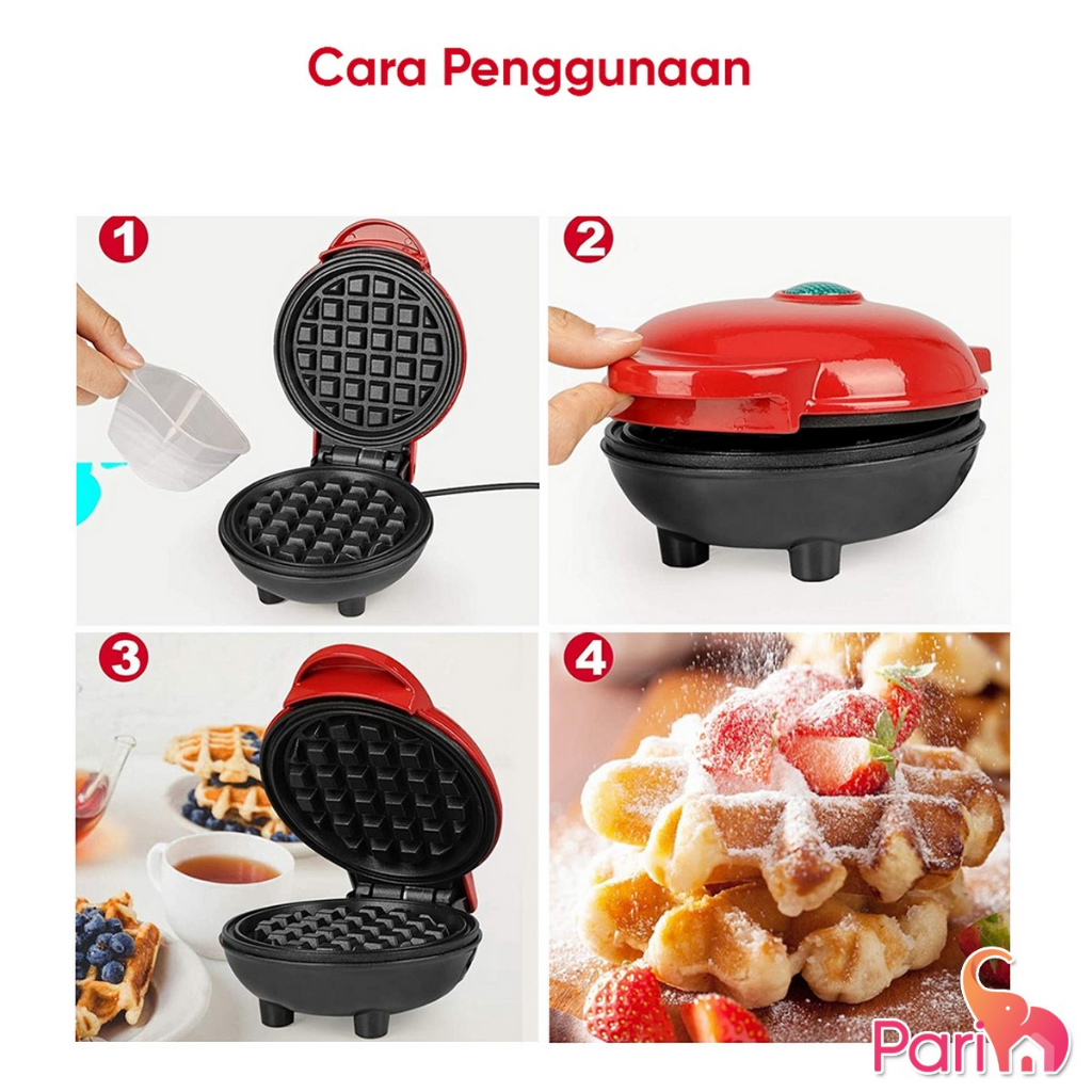 Mini Waffle Maker Elektrik Mesin Pembuat Waffle Mini / Mini Maker Waffle Red YK-819