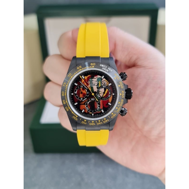 Jam tangan RX Daytona AET Remould Ceramic Yellow Rubber Automatic Swiss fullset