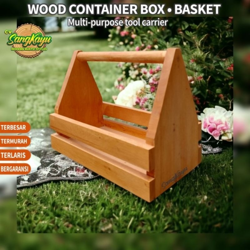 Multi Purpose Wooden Carrier 25x12x20cm Rustic style tools storage box 2