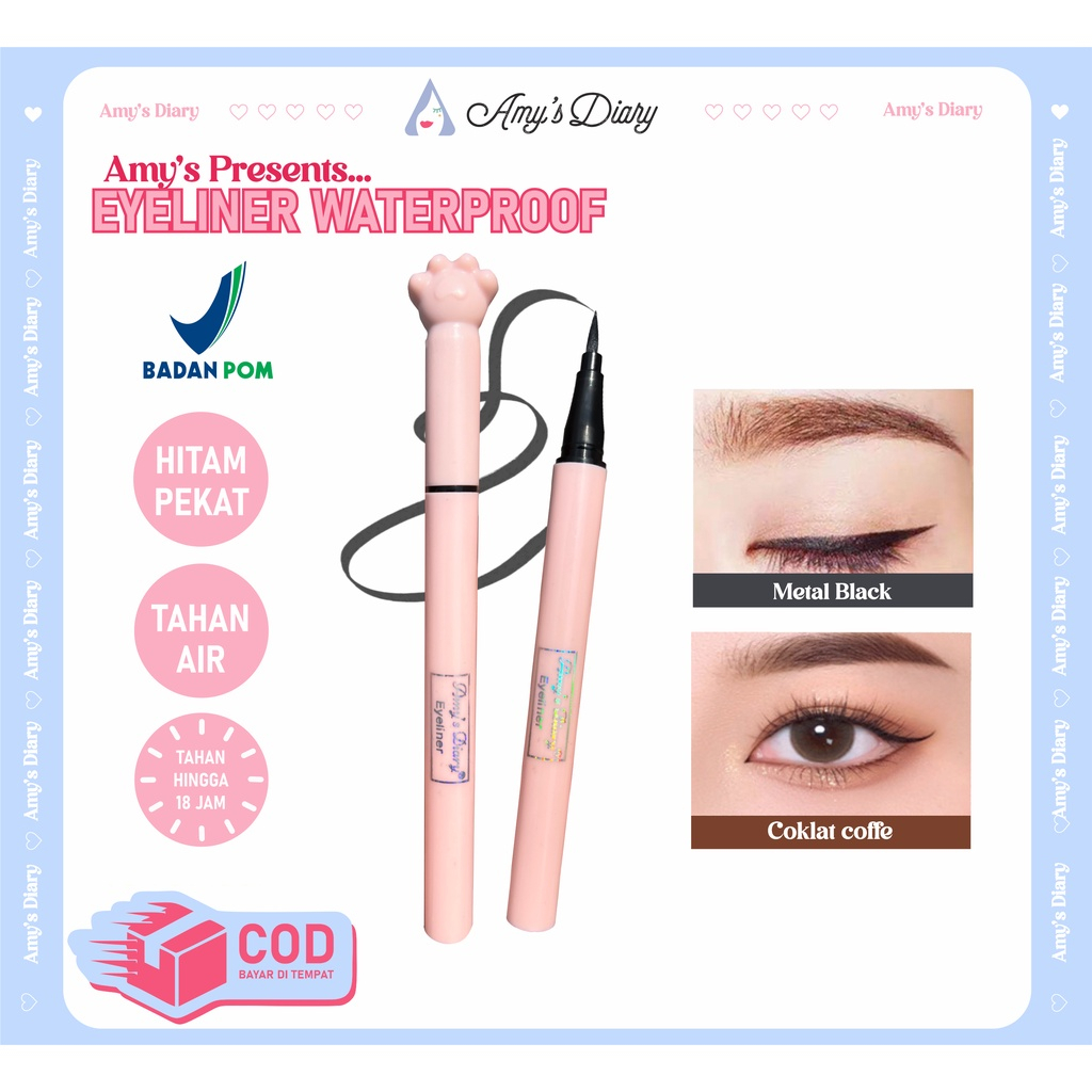 EYELINER CAT PAW AMY'S DIARY FINE MAKEUP WATERPROOF SMOOTH WATER EASY TO REMOVE QUICK DRY ANTI SMUDGE TAHAN LAMA