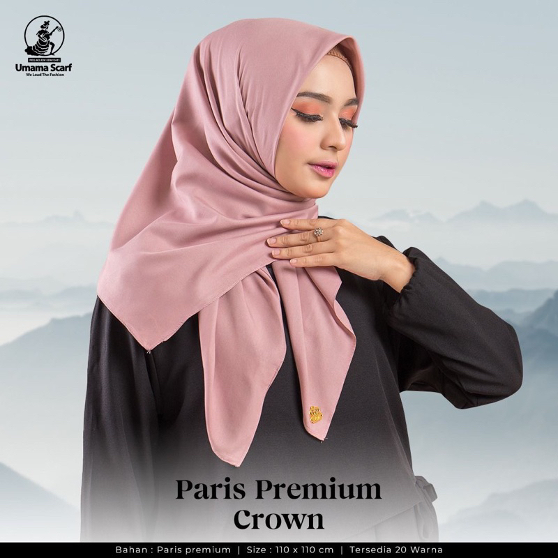 SQUARE PARIS PREMIUM LOGO CROWN UMAMA SCARF / SEGIEMPAT VOAL JAHIT TEPI PREMIUM