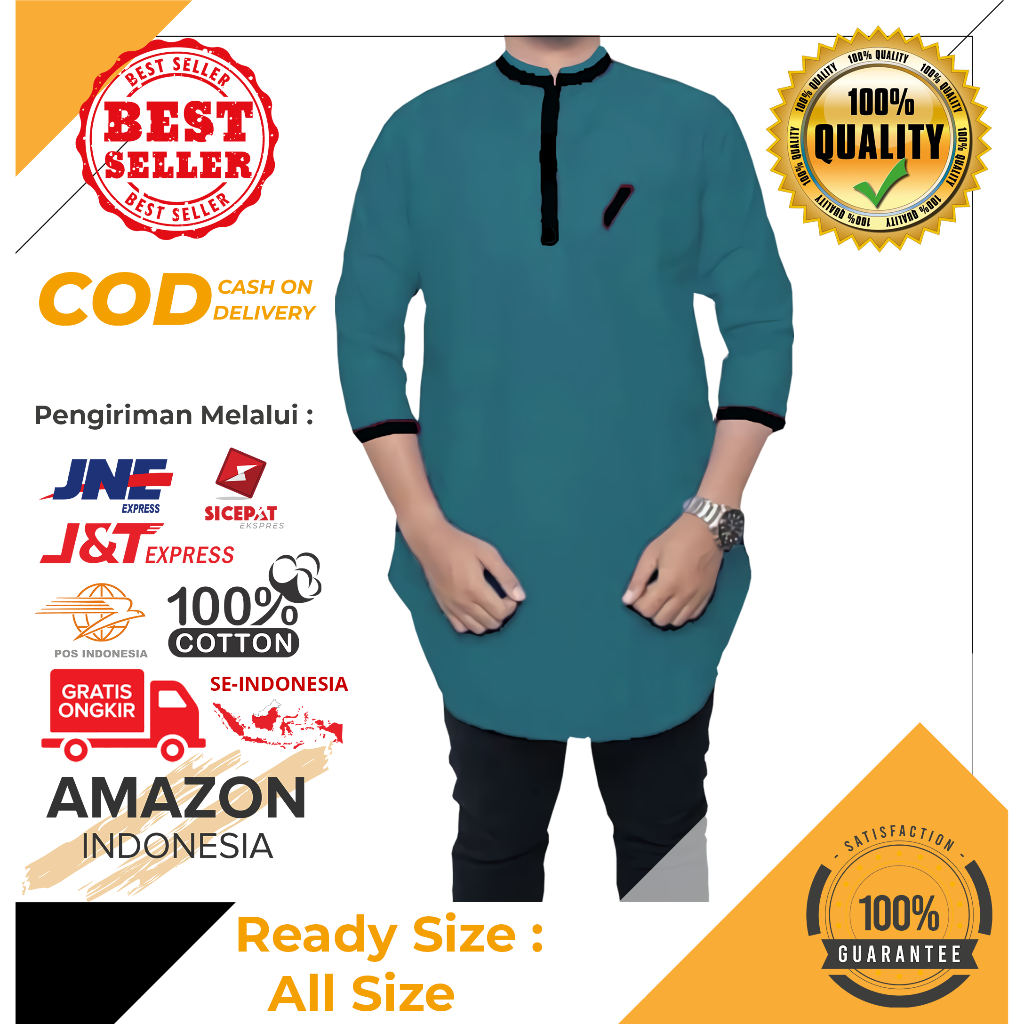 Baju Koko Pria Lengan 3/4 Motif Polos Warna Tosca Toyobo - Baju Koko Pria Dewasa - Busana Muslim Pria - Baju Lebaran Pria - Koko Pria Dewasa - Muslim Pria - Baju Kokoh - Baju Koko Batik - Koko Batik Pria - Alqorni - Baju Ramadhan - Seragam Hadroh