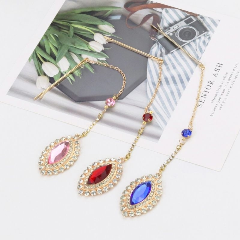 BIN-13 Headchain hiasan dahi seperti india bindi kepala rambut hindi warna merah pink biru simpel cantik elegan