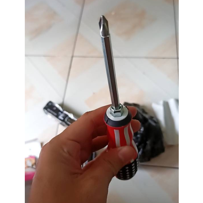 OBENG Amerika Bolak Balik Min Plus / 2in1 Screwdriver - + USA / Gagang Karet Magnet