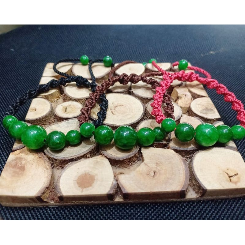 gelang giok tali rajut handmade