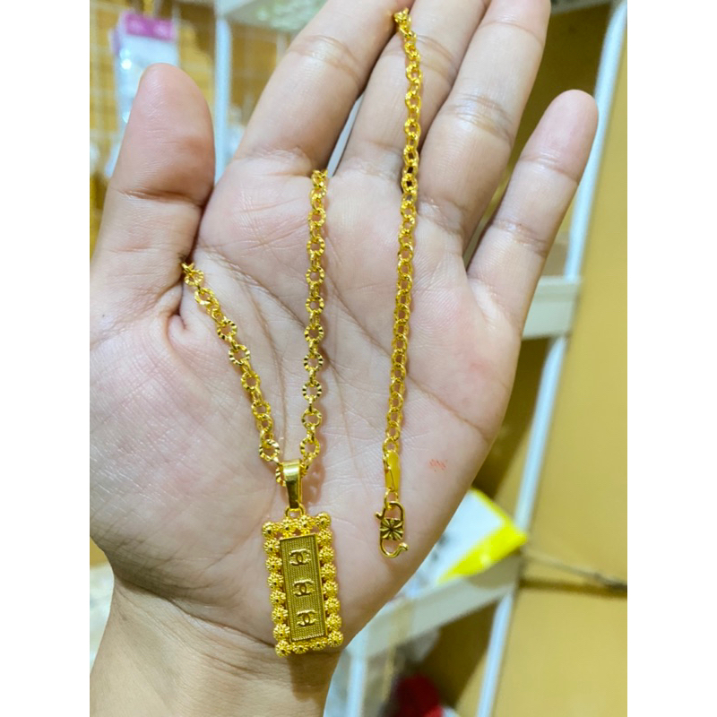 Kalung Medan Bunga 3 Suku 60cm / Lapis emas 24k