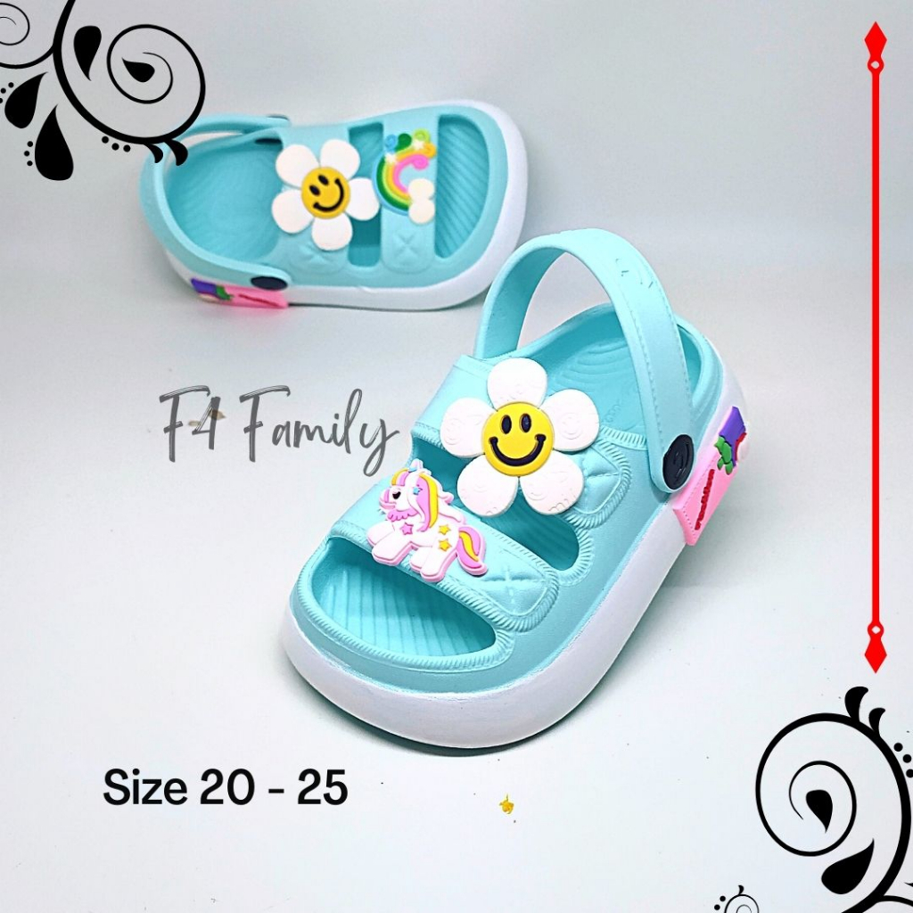 MD79 - Sendal Anak Perempuan Tali Belakang Usia 1 3 Tahun Motif Bunga Terbaru 2023