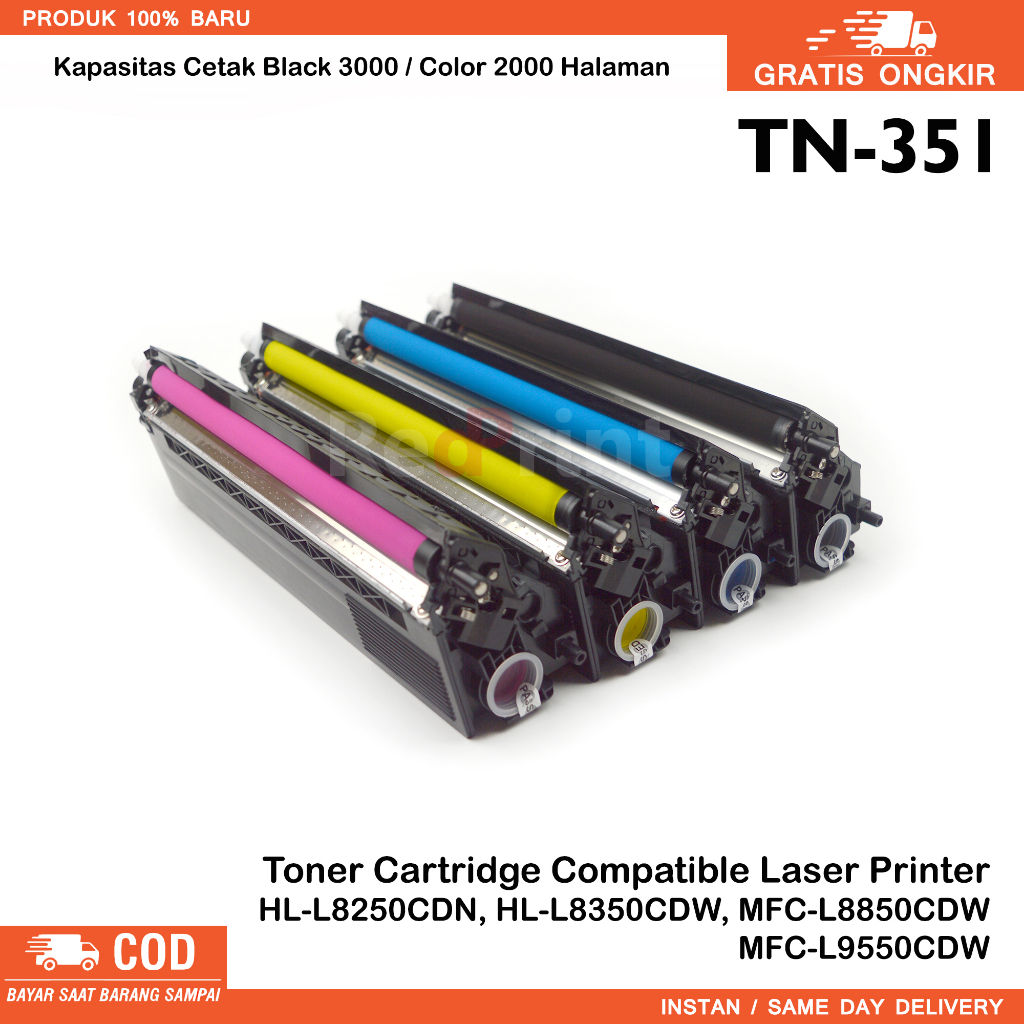 Toner Cartridge TN-351 Compatible Printer HL-L8250CDN, HL-L8350CDW, MFC-L8850CDW, MFC-L9550CDW