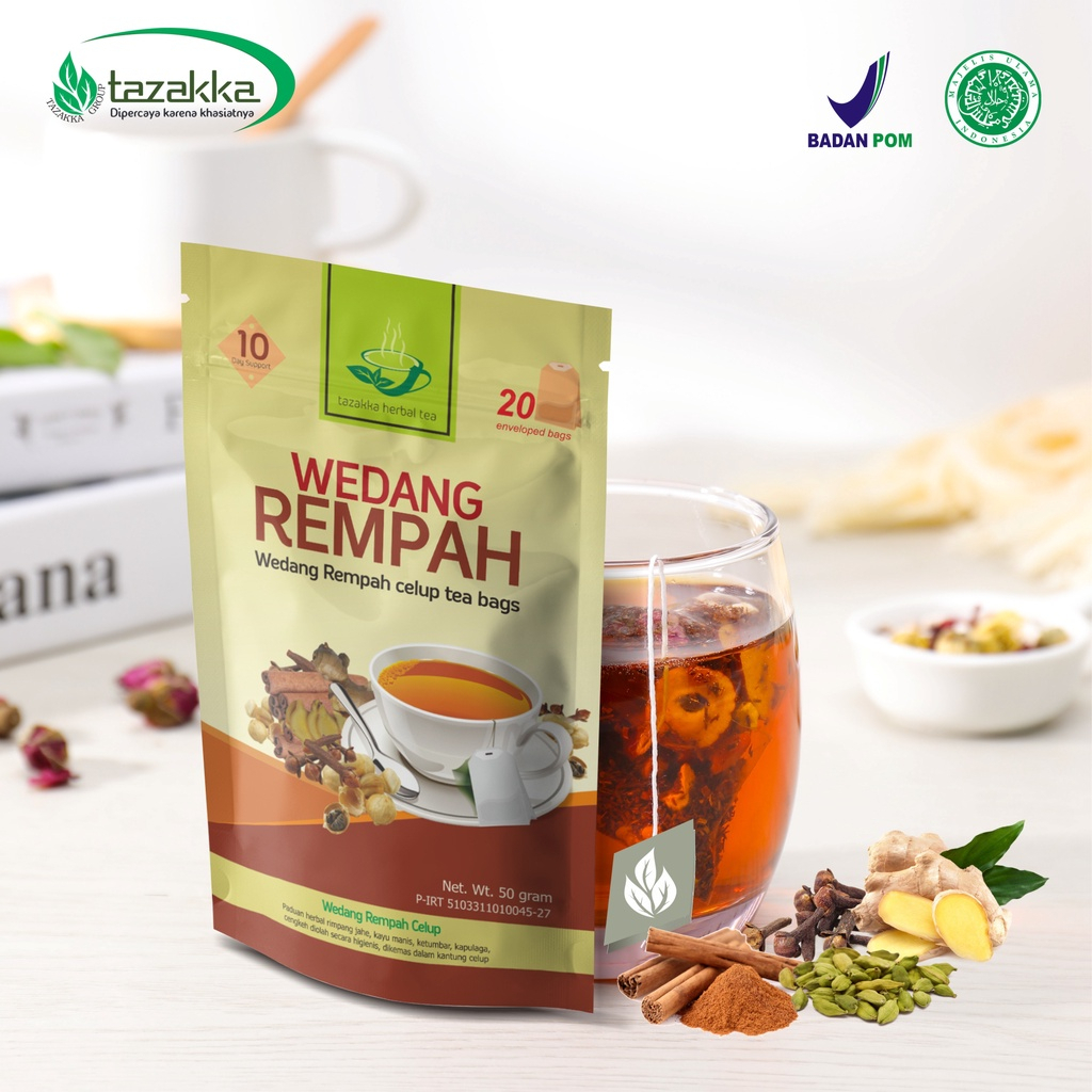 

obat herbal wedang uwuh original tazakka isi 20 teh celup Sebagai minuman kesehatan Menangkal Radikal Bebas Meningkatkan Sistem Kekebalan Tubuh Bersifat anti peradangan dan pereda nyeri Membantu menurunkan gula darah Baik untuk pencernaan