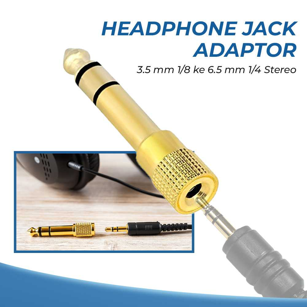 Jack Sambungan Headphone Stereo Jek Audio 3.5mm ke 6.5mm Konektor Toa Sambungan Buat Headset Besi Ku