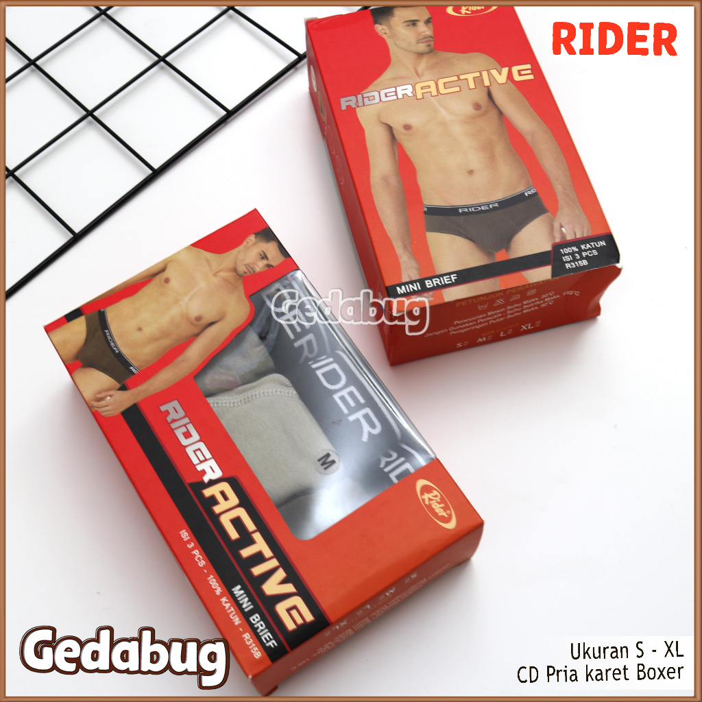 3 Pcs - CD Pria Sport RIDER R 315 B | Celana dalam pria Aktivwear Super Soft | Gedabug