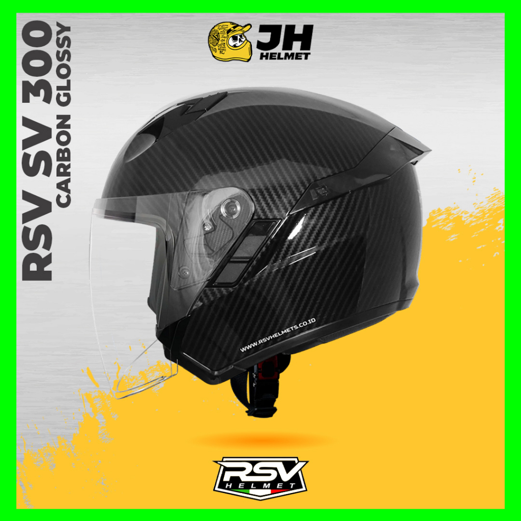 Helm RSV SV 300 Solid Carbon Glossy | Helm Half Face | Double Visor | JUAL HELM