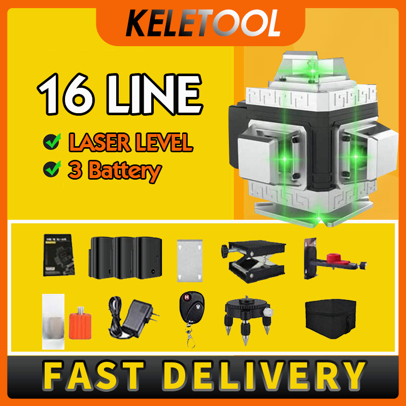 4d laser level 16 line laser bangunan laser level laser leveling  360° alat ukur otomatis berputar 1