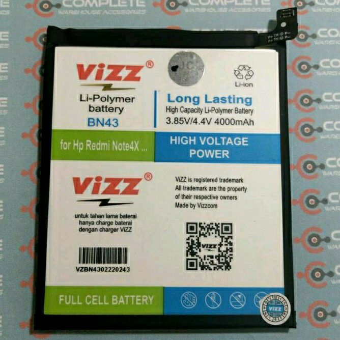 BATERAI REDMI BN43 / REDMI NOTE 4X VIZZ DOUBLE POWER
