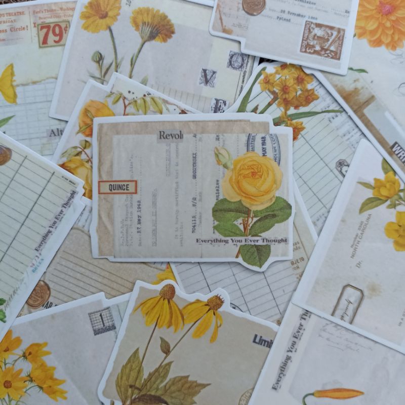 

Stiker Besar Vintage Retro Flower kupu kupu waterproff