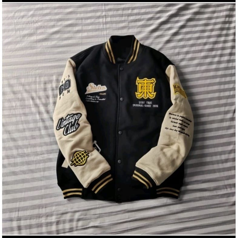 COD- Jaket Varsity Vintage Full Bordir / Jaket Baseball Varsity Pria Wanita Salvio Kamikaze New arrival