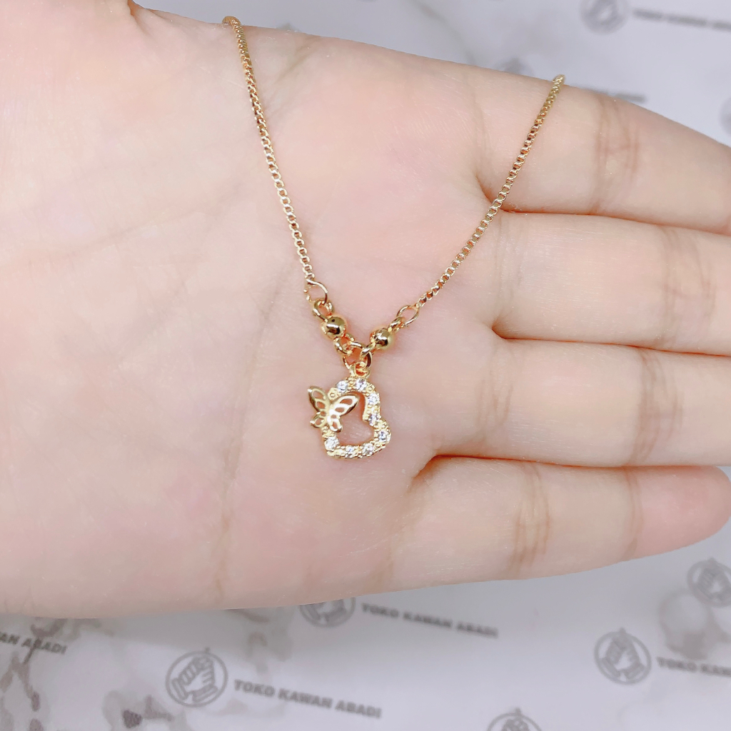 Xuping Gold Kalung Anak Perempuan Liontin Permata Kitty *18