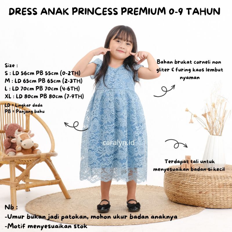 PREMIUM DRESS BRUKAT PESTA CANTIK ANAK PRINCESS 0-9 TAHUN PAUD SD