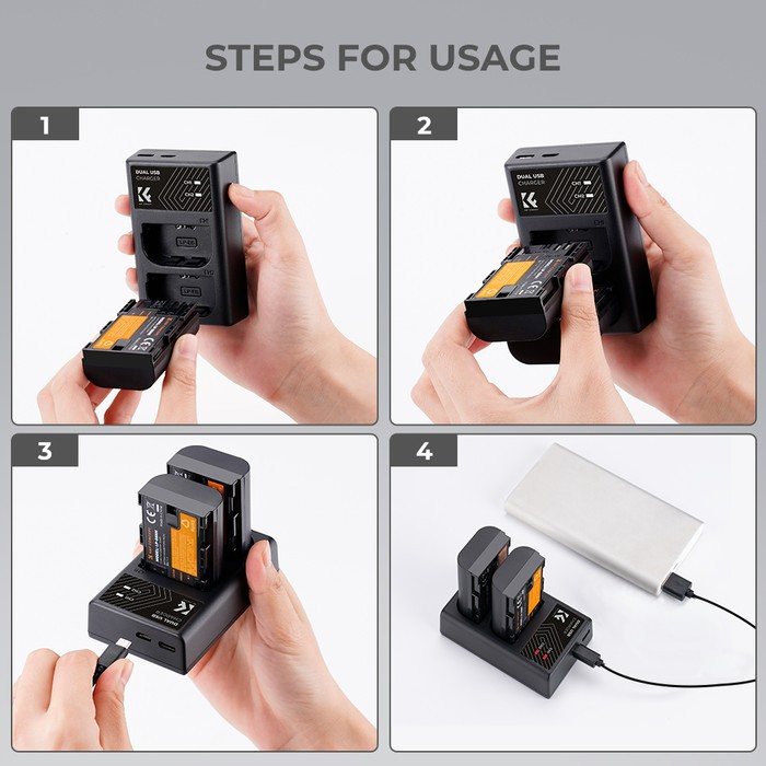 KNF Concept Battery Canon LP-E17 2-Pack With Dual Charger