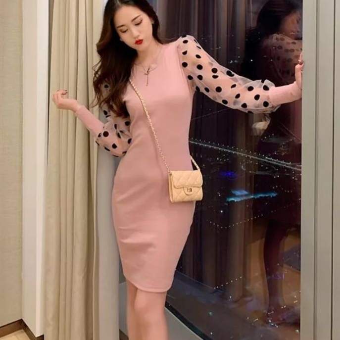 C413-3 Baju minidress BODYCON RAJUT mini dres Korea Korean style wanita import baju mini dress bodyc